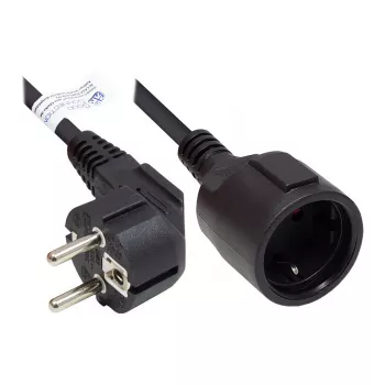 GoodConnections ilginimo laidas – kampinis kištukas CEE 7/7 (tipas E+F) į tiesų lizdą CEE 7/3 (tipas F), 1,50 mm², 10 m, juodas
