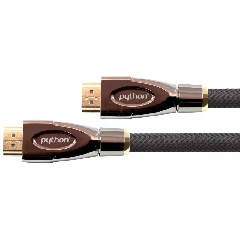 GoodConnections PYTHON Series High-Speed HDMI kabelis su Ethernet, 4K UHD 60Hz, 18Gbps, auksu padengti, nailono pynimas, 3m, juodas (GC-M0018)