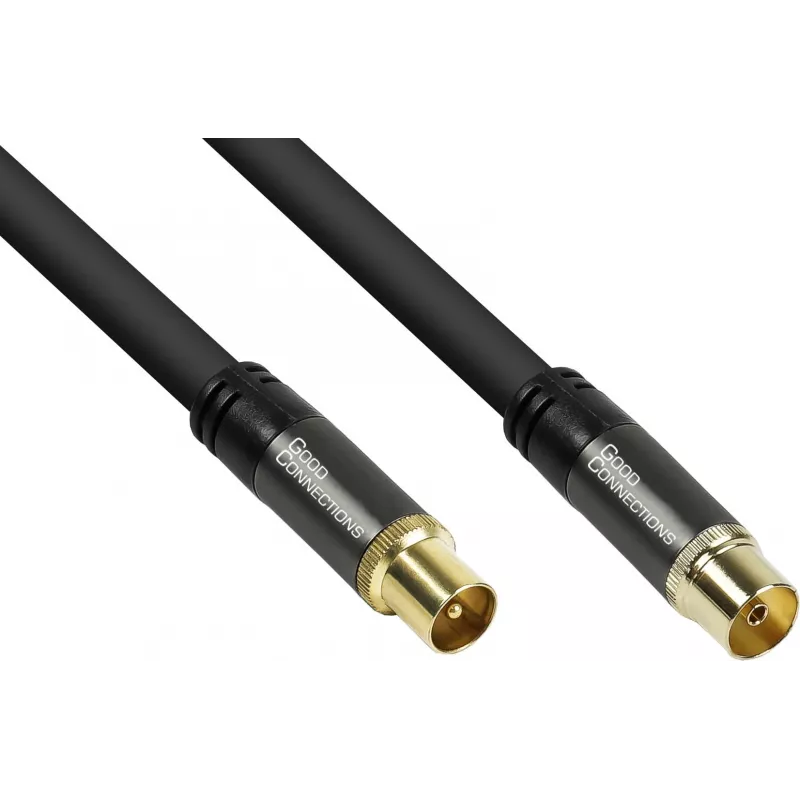 GoodConnections SmartFLEX antenos kabelis, IEC koaksialinis vyriškas į moterišką, auksuoti kontaktai, keturgubai ekranuotas, 120 dB ekranavimas, juodas, 30 m (GC-M2060)