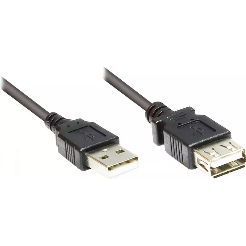 GoodConnections USB 2.0 ilginimo laidas, Type-A kištukas į lizdą, juodas, 0,3 m