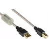 Good Connections USB 2.0 aukštos kokybės laidas su ferito šerdimi ir auksuotais kontaktais, permatomas, 5 m