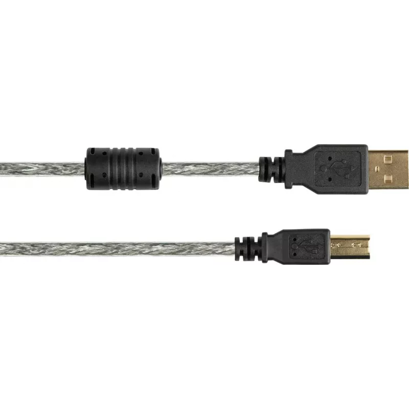 Good Connections USB 2.0 aukštos kokybės laidas su ferito šerdimi ir auksuotais kontaktais, permatomas, 5 m