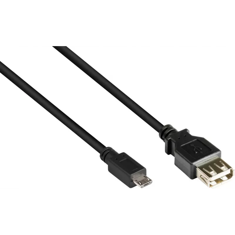 GoodConnections USB-OTG adapterio kabelis, Micro-USB Type B male į USB Type A female, USB 2.0, 0,1 m, juodas