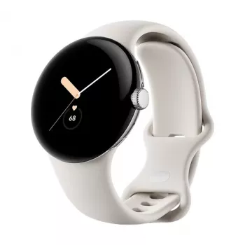 Google Pixel Watch LTE 41mm Polished Silver Case with Sport Band - Chalk