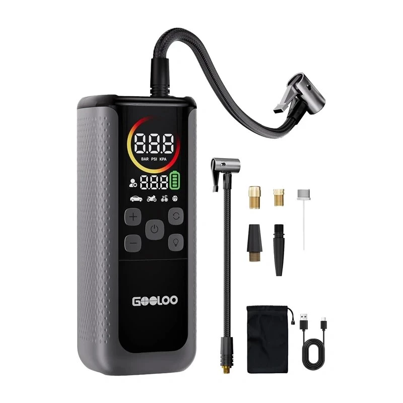 GOOLOO GT160 Dual automobilinis oro kompresorius | 12V DC, 150 PSI, skaitmeninis ekranas, 70 L/min, automatinis išsijungimas, LED darbinis apšvietimas