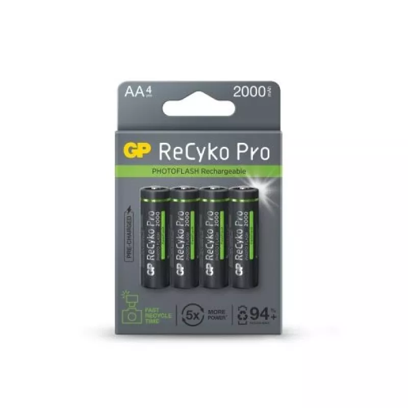 GP Battery (AA) Įkraunamos ReCyko+ Pro Fast Flash, NiMH, 4 Blister, 2000mAh