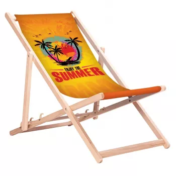 GRB GreenBlue GB183 Classic Beech Deck Chair su 'Enjoy The Summer' raštu