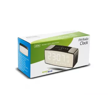 GRB Greenblue GB200 Bluetooth radijo laikrodis su FM, temperatūros, drėgmės, žadintuvu, snaudimo funkcija, LED ekranu, juoda/pilka