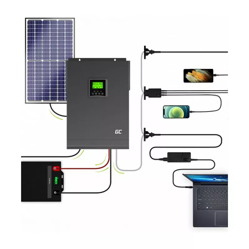 Green Cell Off-Grid Solar Inverter 3000W 48V Pure Sine Wave su MPPT įkrovikliu