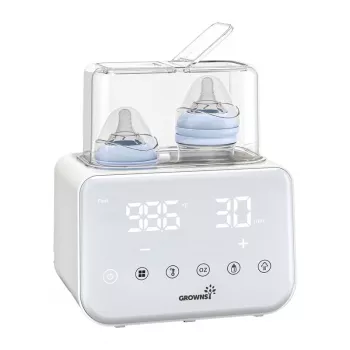 Grownsy Double Bottle Warmer 6-in-1 Electric Bottle Warmer & Sterilizer su LCD ekranu, 200W, BPA-Free