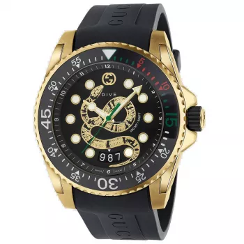 Gucci Dive Vyriškas Laikrodis YA136219 45mm Juoda Guma