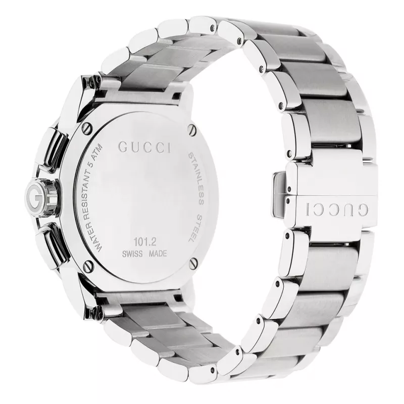 Gucci G-Chrono vyrų laikrodžio YA101204 44mm nerūdijantis plienas juodas ciferblatas chronografas data