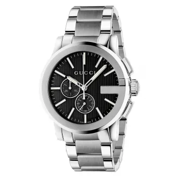 Gucci G-Chrono vyrų laikrodžio YA101204 44mm nerūdijantis plienas juodas ciferblatas chronografas data