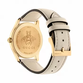 GUCCI G-Timeless Motyvų Laikrodis Moterims YA1264128 38mm Šveicariškas Kvarcinis Nerūdijantis Plienas Sidabrinis Ciferblatas