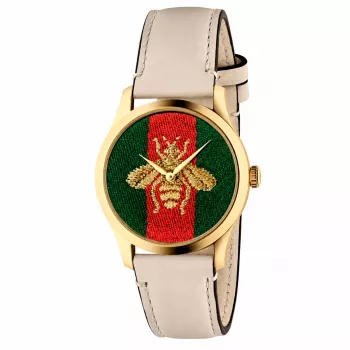 GUCCI G-Timeless Motyvų Laikrodis Moterims YA1264128 38mm Šveicariškas Kvarcinis Nerūdijantis Plienas Sidabrinis Ciferblatas