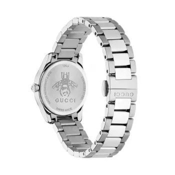 Gucci G-Timeless Moteriškas Laikrodis YA126572A 27mm Nerūdijantis Plienas Sidabrinis Ciferblatas Deimantiniai Rodikliai Šveicariškas Kvarcas