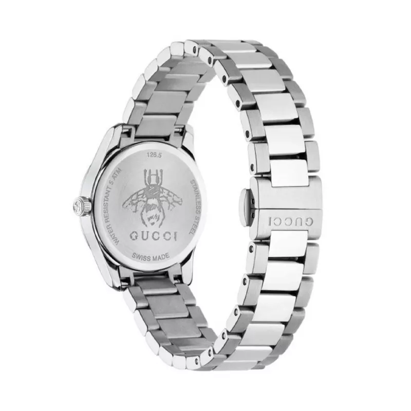 Gucci G-Timeless Moteriškas Laikrodis YA126572A 27mm Nerūdijantis Plienas Sidabrinis Ciferblatas Deimantiniai Rodikliai Šveicariškas Kvarcas