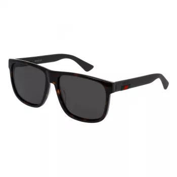 Gucci GG0010S-003 Vyriški kvadratiniai akiniai nuo saulės blizgaus juodo rėmo pilkais lęšiais 58/16/145 mm
