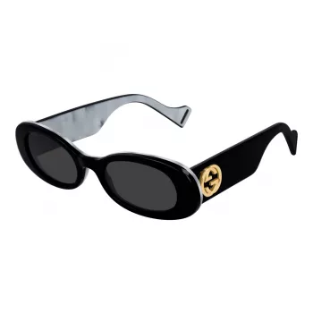 Gucci GG0517S-001 Moteriški kvadratiniai acetatiniai akiniai nuo saulės juodi/pilki 52mm