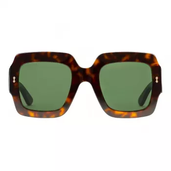 Moteriški akiniai nuo saulės Gucci GG1111S-002 juodi pilki kvadratiniai acetatas 54mm