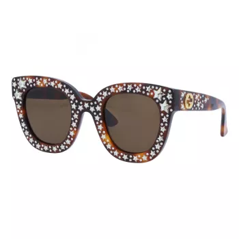 GUCCI Moteriški katės akies akiniai nuo saulės GG0116S-003 Havana Rudi Gradient 49mm