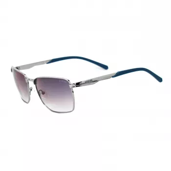 GUESS GF00018-6008C Vyriški stačiakampiai akiniai nuo saulės – juodas rėmelis, pilki lęšiai, UV400