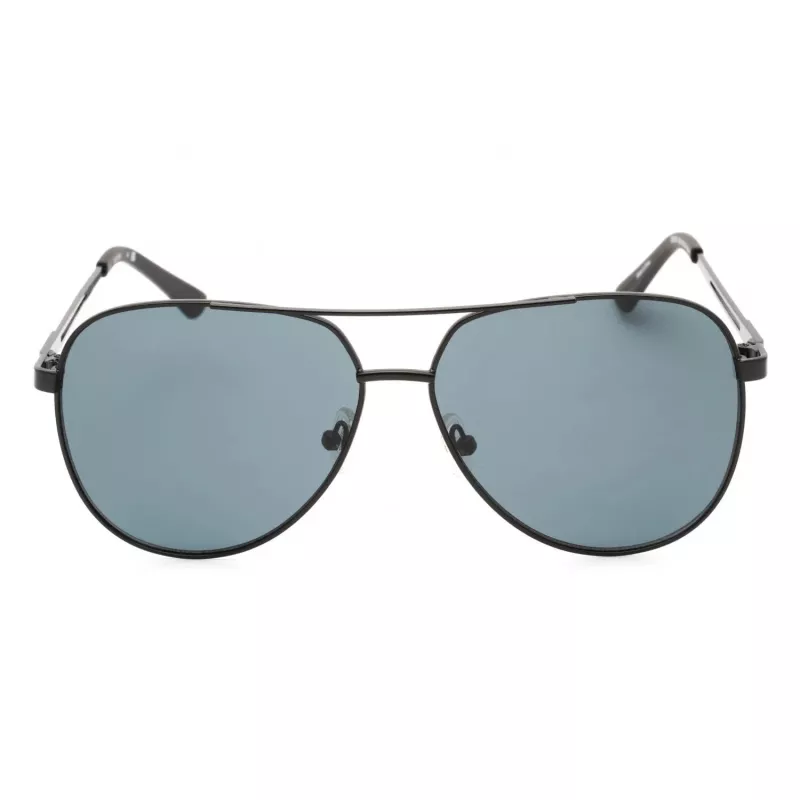 GUESS GF0231-02A Vyriški stačiakampiai akiniai nuo saulės – juodas rėmelis, pilki lęšiai 58mm