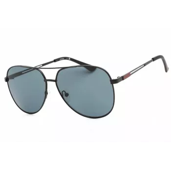 GUESS GF0231-02A Vyriški stačiakampiai akiniai nuo saulės – juodas rėmelis, pilki lęšiai 58mm