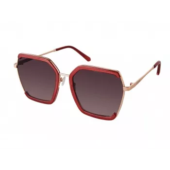 GUESS GF0418-5869T Moteriški katės akies formos akiniai nuo saulės – blizgantis juodas rėmelis, dūminiai gradientiniai stiklai, 58 mm