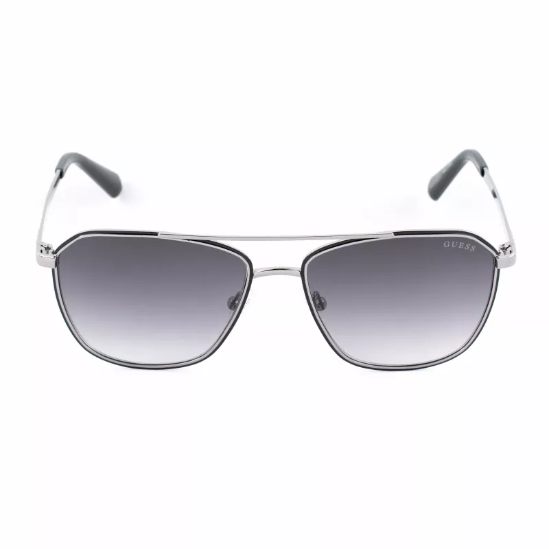 GUESS MAN Akiniai nuo saulės GU00147-5605B Juodas stačiakampis acetatinis rėmelis, pilki polikarbonatiniai lęšiai 56/16/145 mm UV400