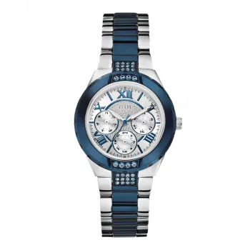 GUESS W0413L1 Moteriškas analoginis kvarcinis laikrodis 35,5 mm nerūdijantis plienas sidabrinis