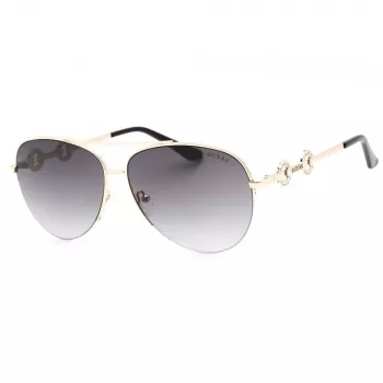 GUESS Moteriški Drugelio/Katės Akies Akiniai Nuo Saulės GF6171-32B Blizgūs Juodi Dūminiai Gradientiniai 60 mm
