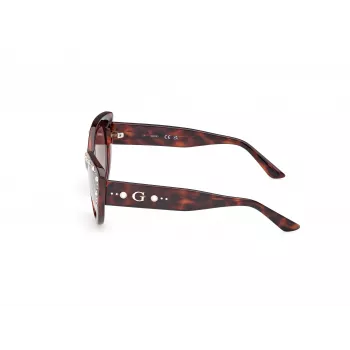 Moteriški GUESS GU00163-5452F drugelio formos akiniai nuo saulės, Havana acetato rėmelis, rudi gradientiniai lęšiai, 54/20/140 mm