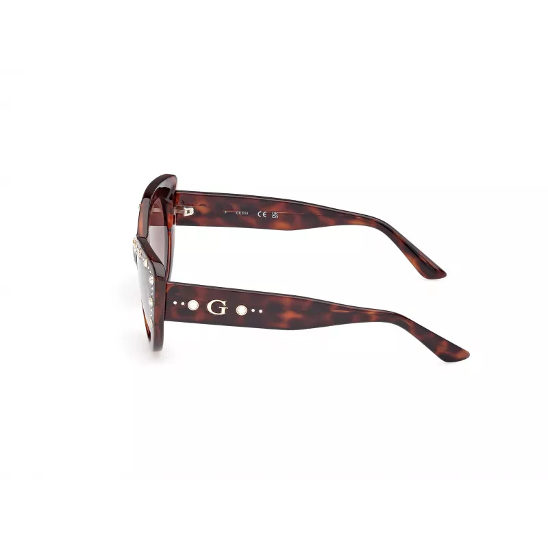 Moteriški GUESS GU00163-5452F drugelio formos akiniai nuo saulės, Havana acetato rėmelis, rudi gradientiniai lęšiai, 54/20/140 mm