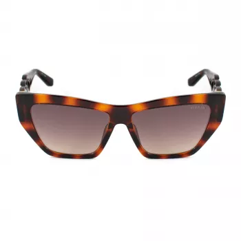 GUESS Moteriški akiniai nuo saulės GU00111-5652F – katės akies formos tamsaus havana acetato rėmelis su rudais gradientiniais stiklais 56/14/130 mm