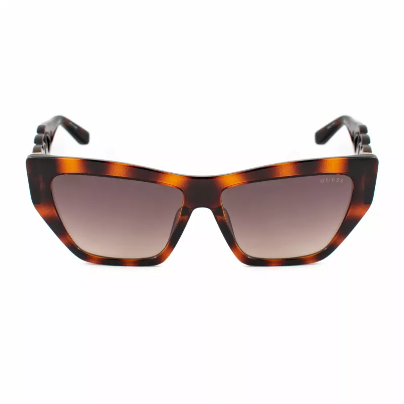 GUESS Moteriški akiniai nuo saulės GU00111-5652F – katės akies formos tamsaus havana acetato rėmelis su rudais gradientiniais stiklais 56/14/130 mm