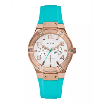 GUESS Women's W0564L3 Rose Gold Stainless Steel and Brown Leather Watch 39mm
