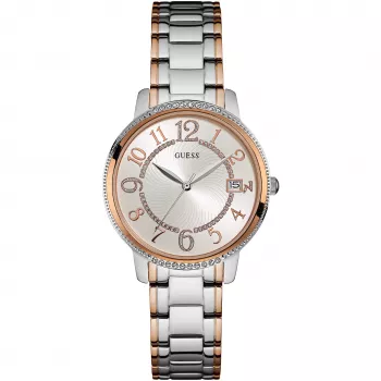 GUESS moteriškas laikrodis W0929L3 rožinio aukso spalvos nerūdijančio plieno 39 mm