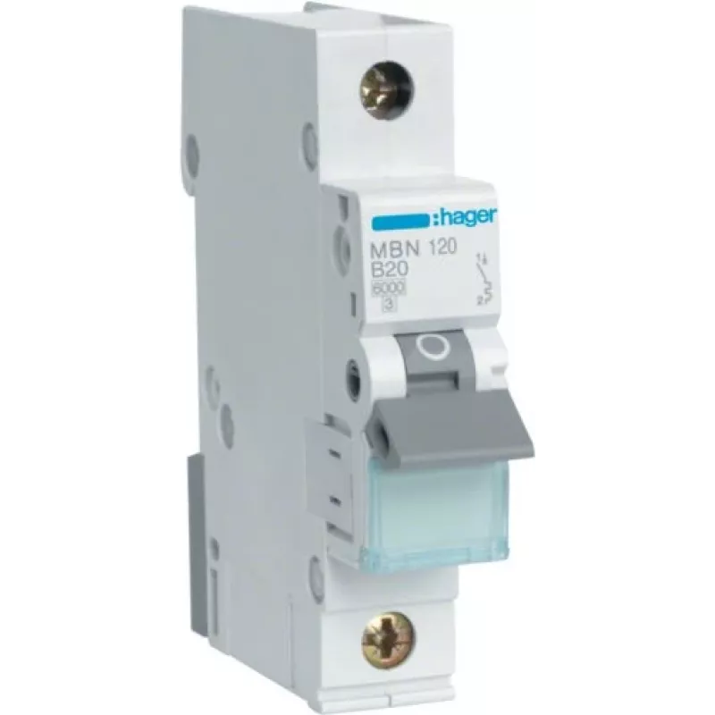 Hager MBN120 1-polio 20 A C charakteristikos automatinis jungiklis 6 kA