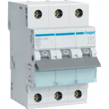 Hager MBN325 3 polių 25 A B charakteristikos automatinis jungiklis, 6 kA, 3 modulių