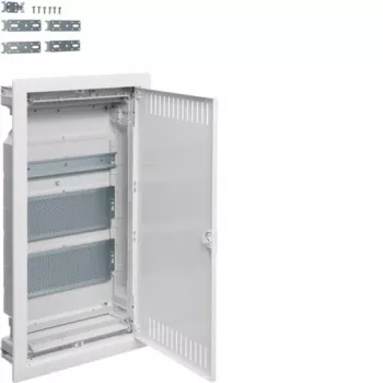 HAGER VU36NWB Plastikinis PT Multimedijos Skirstomasis Skydas 2x Plokštė 1x TH35 IP30 630.5x348x94.5 Durelės Vėdinamos Baltos Volta