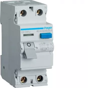 HAGER Pridedamas Įžeminimo Nuotėkio Apsaugos Įtaisas 2P 40A 30mA AC Tipo CD241J