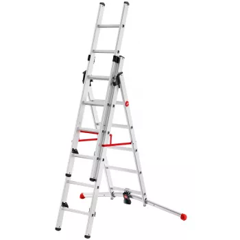 Hailo S100 ProfiLOT kombinacinės kopėčios, aliumininis, 2x6+1x5 laiptelių, 3 dalių, maks. apkrova 150 kg