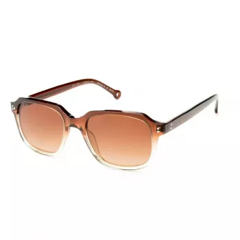 HALLY&SON HS741S04 Unisex Square Sunglasses - Black Acetate Frame, Grey Polycarbonate Lenses, UV400 Protection