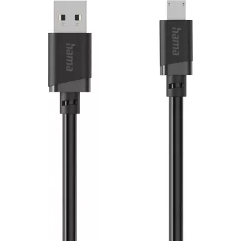 Hama USB-A į Micro-USB įkrovimo ir duomenų kabelis, 1 m, juodas 00201803