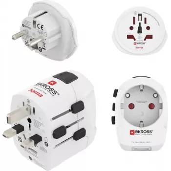 Hama World Travel Pro Light USB universalus kelioninis adapteris, 3 polių, 2x USB, juodas 00223464
