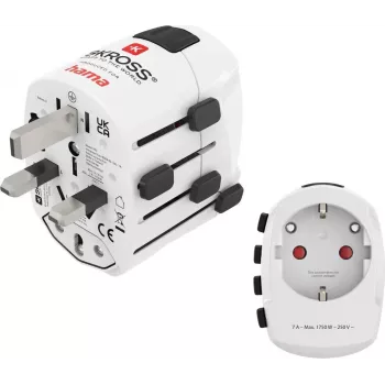 Hama World Travel Pro universalus kelioninis adapteris, 3 polių, 1500W, baltas 00223465