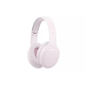 HAV H633BT belaidės ausinės per ausis su Bluetooth 5.3, 30 val. baterija, lankstomu dizainu, įmontuotu mikrofonu ir TF kortelės palaikymu – rožinės spalvos