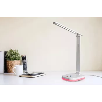 Hawk HWDL001WH LED stalinė lempa balta, 7W jutiklinis reguliavimas, 3 spalvų temperatūros, USB įkrovimo prievadas