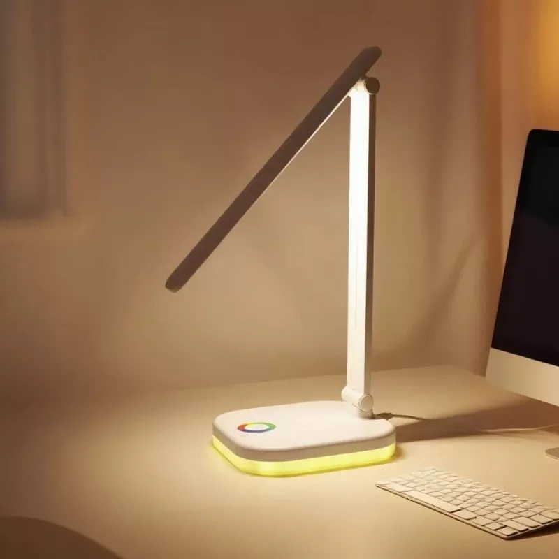 Hawk HWDL001WH LED stalinė lempa balta, 7W jutiklinis reguliavimas, 3 spalvų temperatūros, USB įkrovimo prievadas